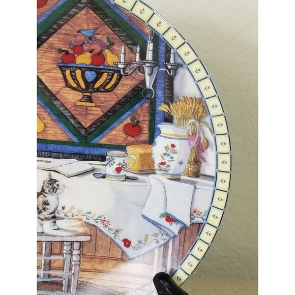Cats Kittens Plate Table Trouble Hannah Hollister 8 1/4" Wall Decor 1991 - Picture 3 of 10